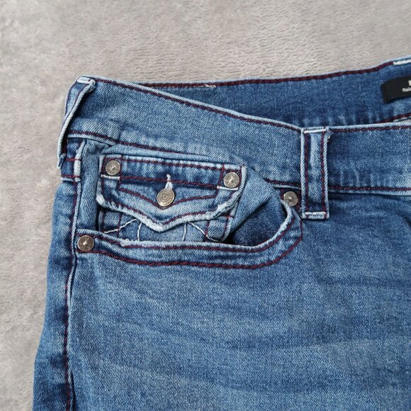 True Religion Jeans Mens 40x34 Blue Rocco Relaxed Skinny Whiskered Stretch - Picture 10 of 16